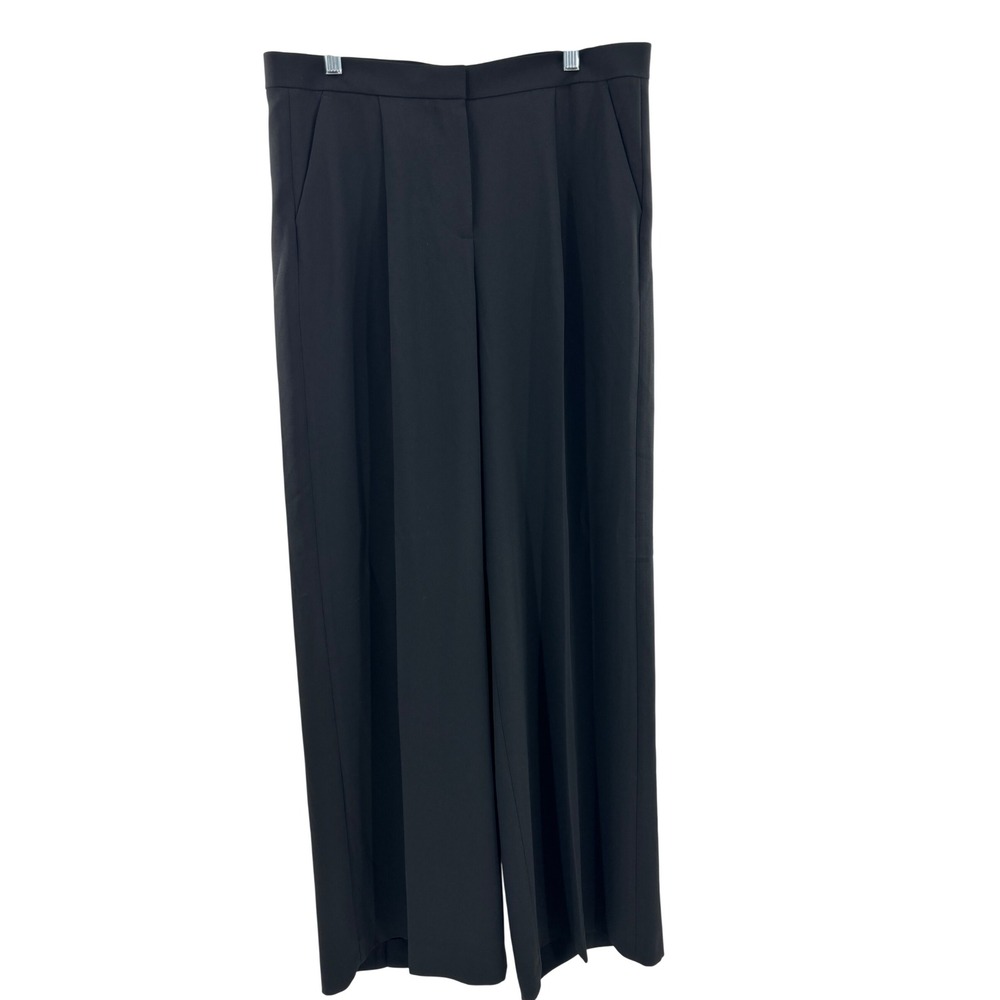 NWT LK Bennett London TR Jaune Black Wide Leg Trousers Pants US 12
